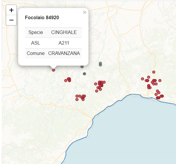 Cravanzana. Fonte:&nbsp;https://www.izs.it/BENV_NEW/datiemappe.html
