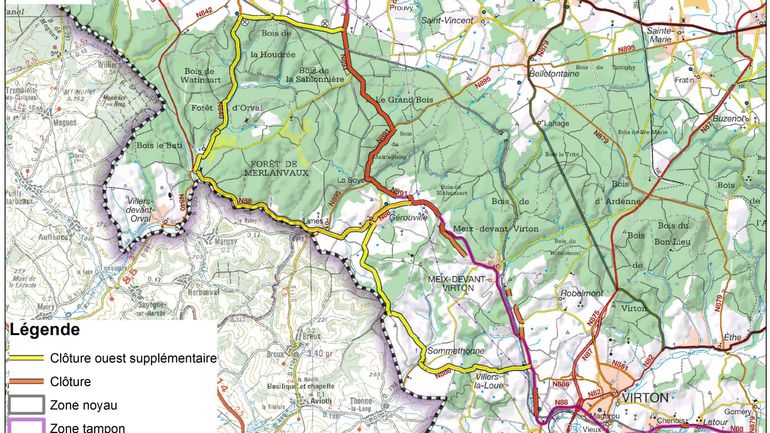 Le recinzioni supplementari sono segnate in giallo - © Fonte: SPW