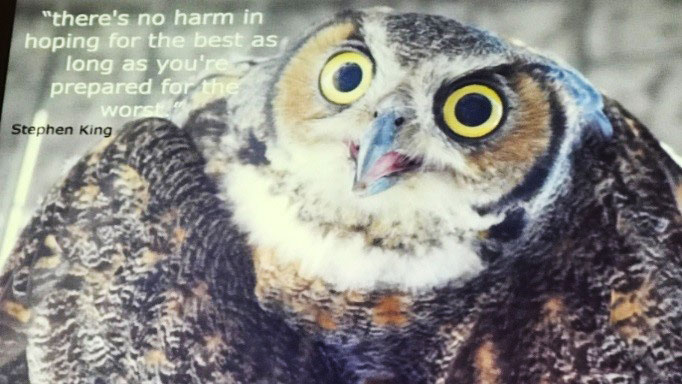 "Non c'è niente di sbagliato nell'aspettarsi il meglio finché sei preparato al peggio" Stephen King