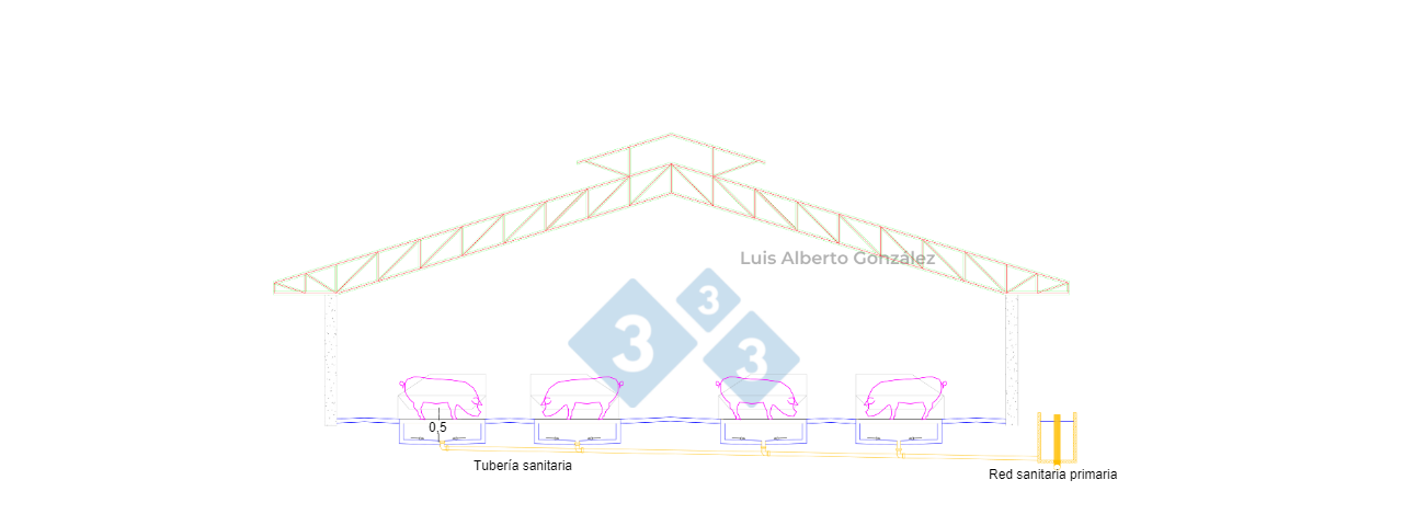 Plano del corte transversal sala de paritorios