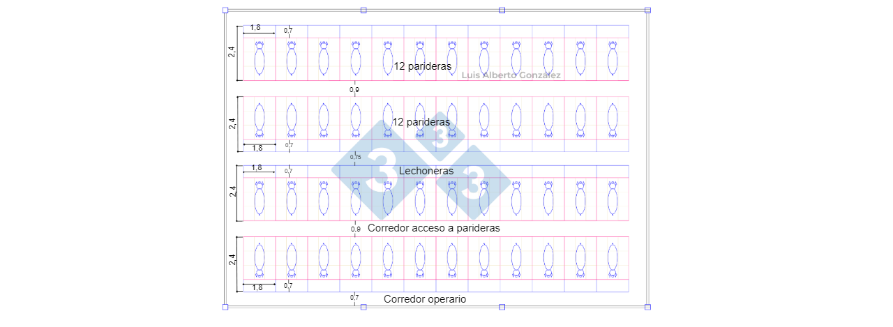 Plano en planta sala de maternidad