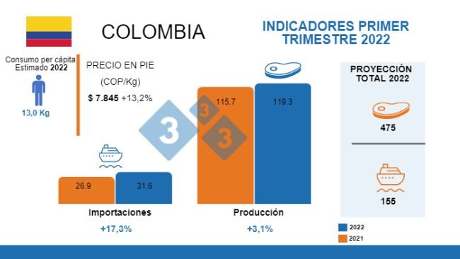 Fuentes: DANE, Porkcolombia, USDA Variaciones % respecto al mismo período de 2021. Cifras en miles de toneladas