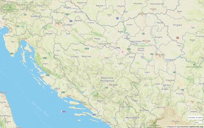 Location of the first two ASF outbreaks in Croatia.
