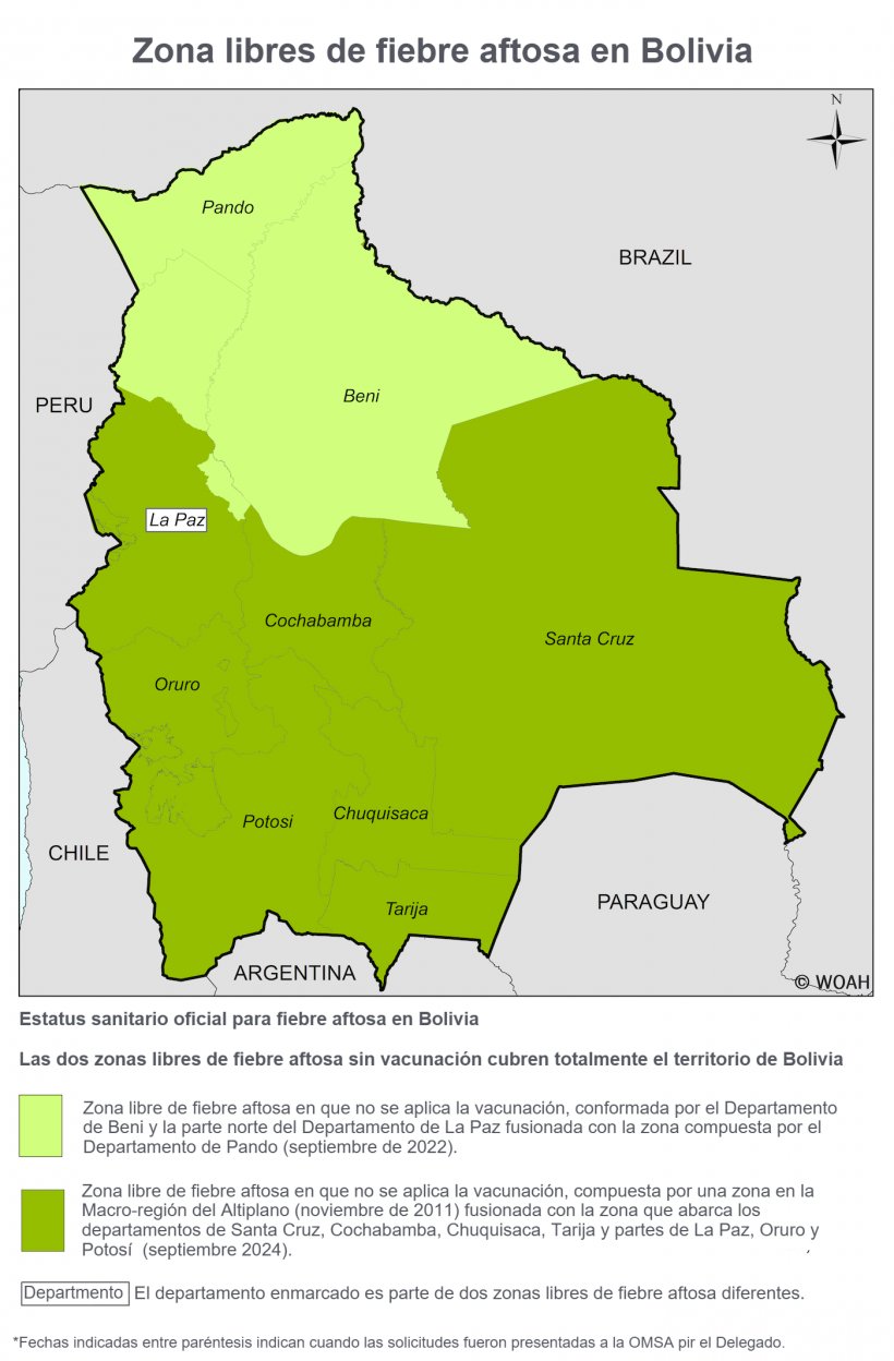 FMD-free zones in Bolivia. Source: WOAH.
