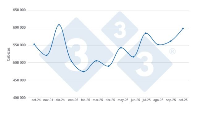 Gráfico 1: Evolución del beneficio de porcinos en los últimos 12 meses.
Elaborado por el Departamento de Economía y Sostenibilidad de 333 Latinoamérica con datos del DANE.