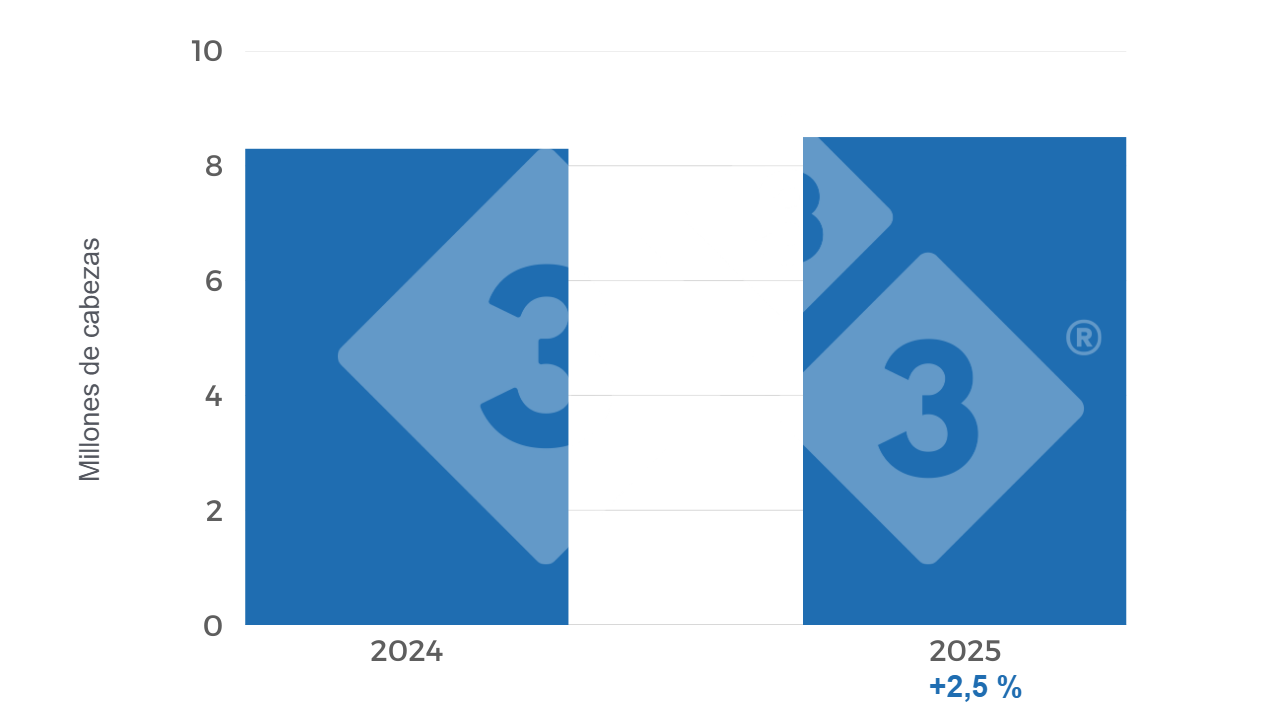 Gr&aacute;fico 1. Evoluci&oacute;n faena&nbsp;comparaci&oacute;n 2024 - 2025. Elaboraci&oacute;n propia con datos de la Secretar&iacute;a de Agricultura, Ganader&iacute;a y Pesca (SAGYP).
