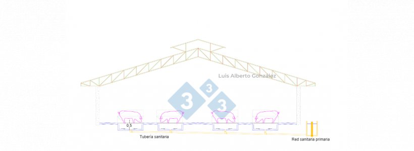 Corte esquem&aacute;tico de los c&aacute;rcamos y el sistema de drenaje
