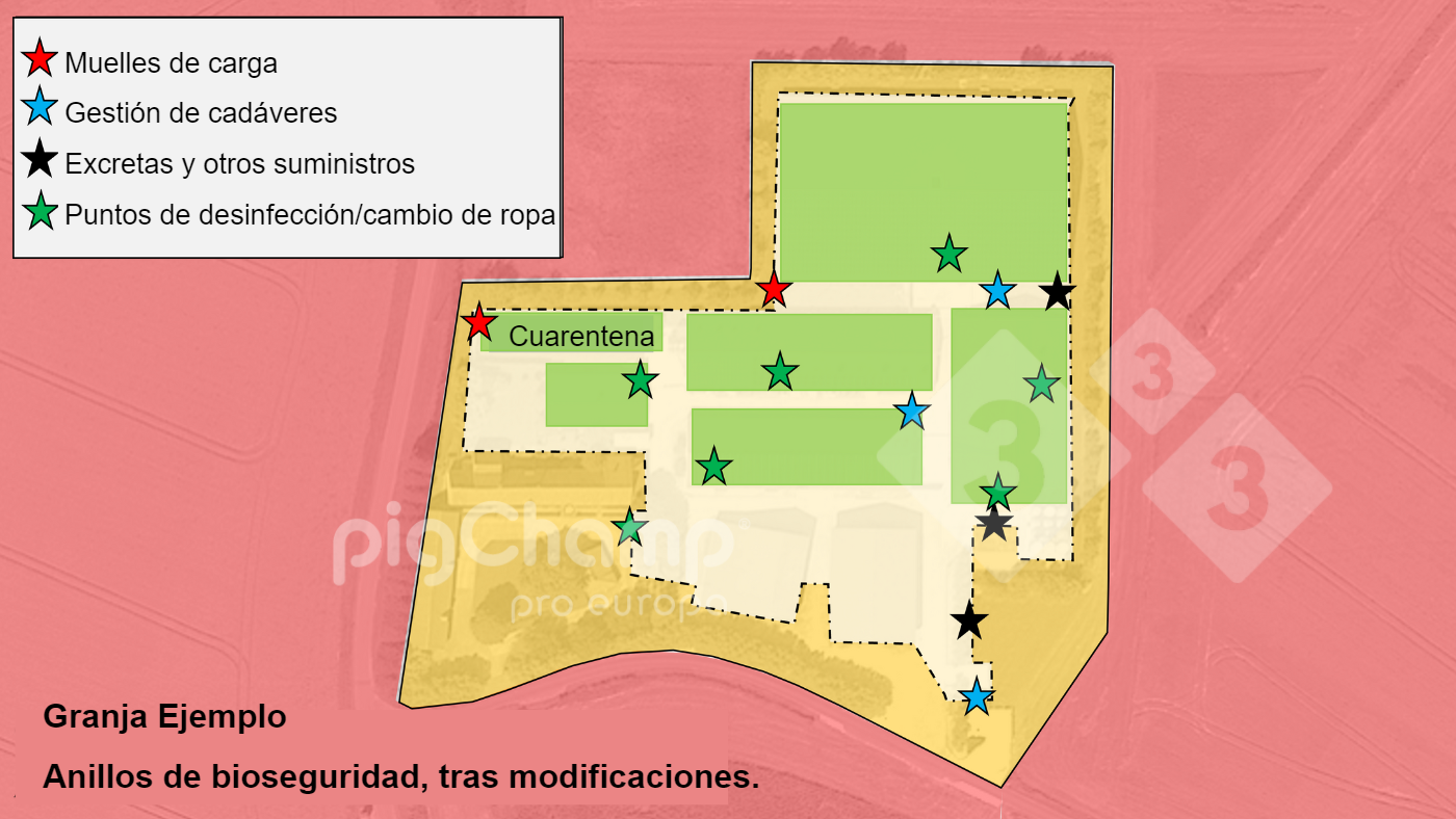 Imagen 4. Anillos de bioseguridad, despu&eacute;s de redise&ntilde;o de rutas.
