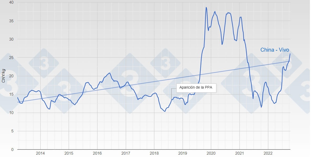 Evolución del precio del cerdo en China