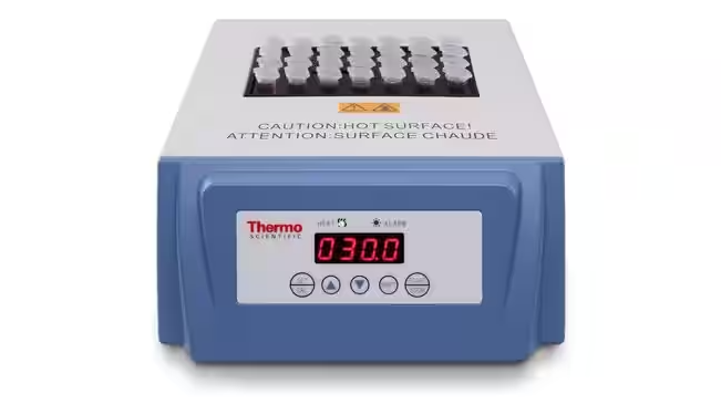 <p>Figura 1. Ba&ntilde;o seco digital para tubos de microcentr&iacute;fuga - apto para LAMP. Fuente: Thermo Fisher Scientific Inc.</p>
