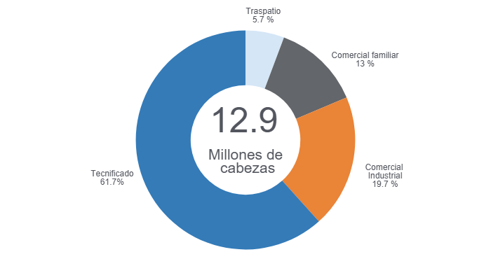 Gráfico 1: Participación de los estratos productivos en el inventario nacional de porcinos 2026 Elaborado por el Departamento de Economía y Sostenibilidad de 333 Latinoamérica con datos de Porkcolombia - Programa de Erradicación de la Peste Porcina Clásica PPC