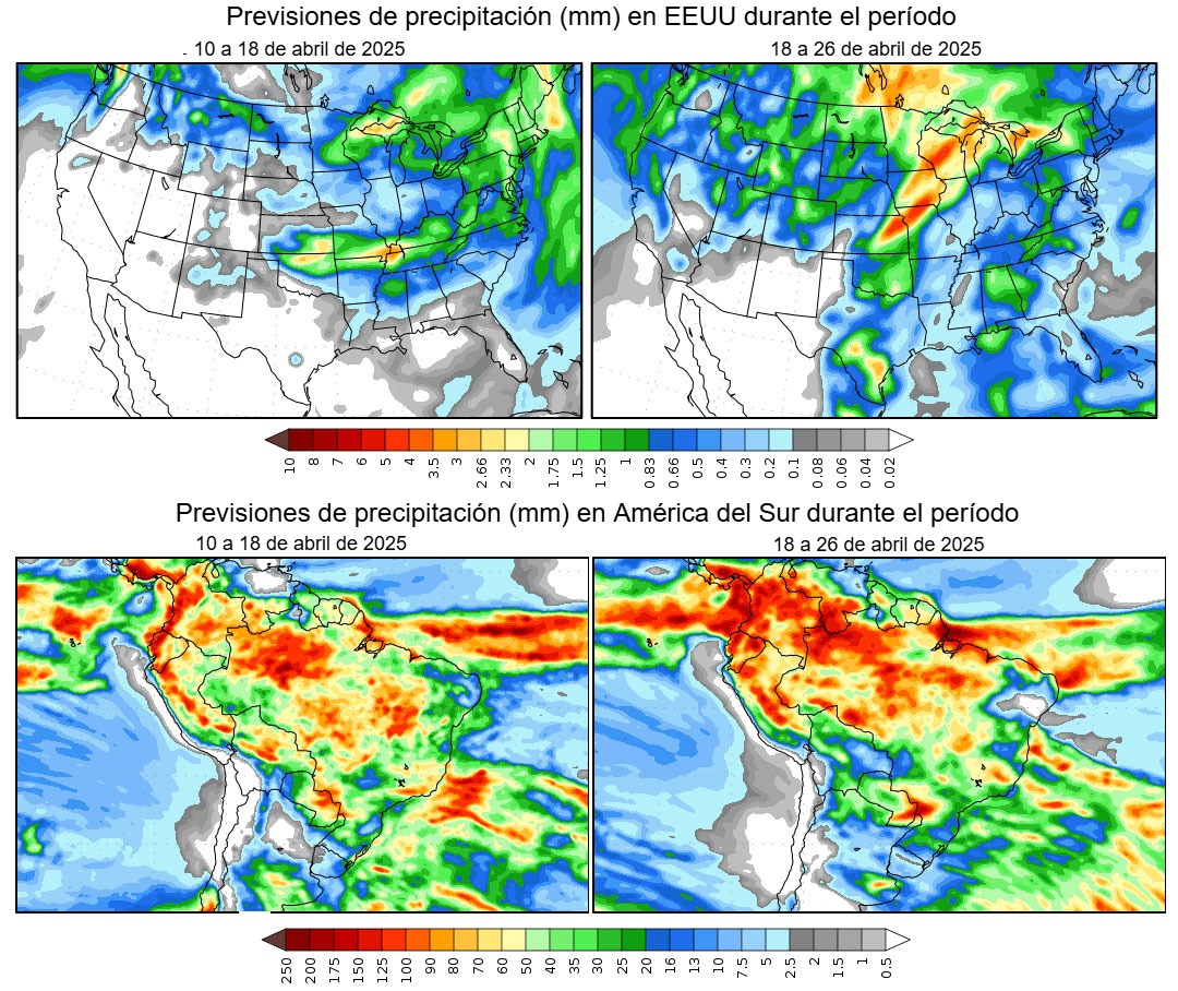 Previsión del clima en América (fuente: Grads/Cola)