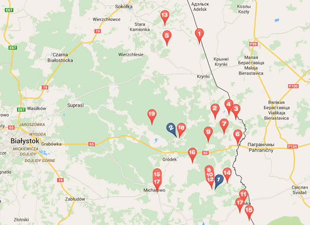 Casos de PPA en jabalís y cerdos desde febrero a octubre de 2014 que han tenido lugar en municipios adyacentes a la frontera entre Polonia y Bielorrusia.