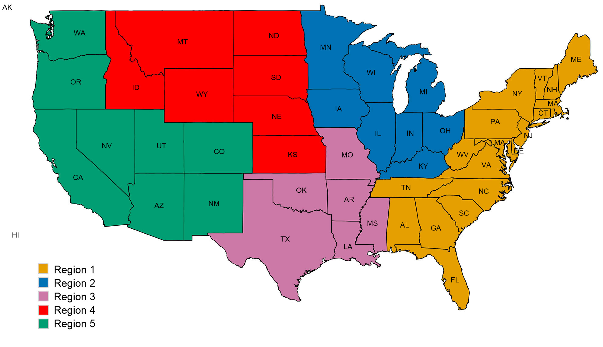 Regiones veterinarias del USDA-APHIS