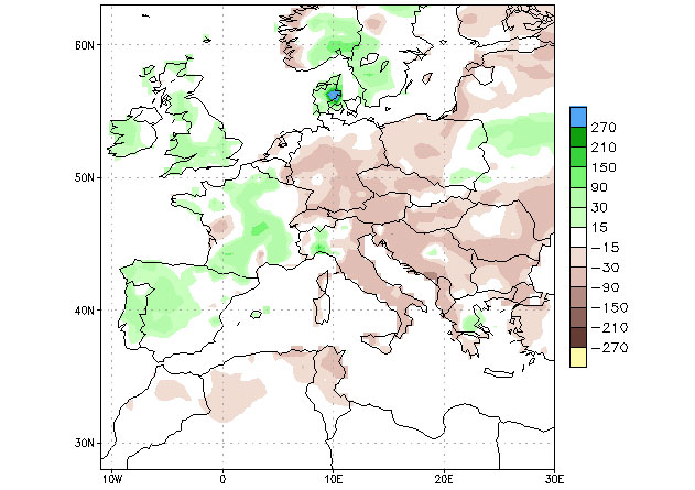 Mapa 1. Anomal&iacute;as en las precipitaciones, 5 sep-4 oct. Fuente: Climate Prediction Center &ndash; NOOA. CPC Unified (gauge-based &amp; 0,5x0,5 deg resolution). Precipitation Analysis Climatology (1991-2020)
