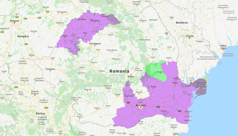 Counties affected by ASF in Romania
