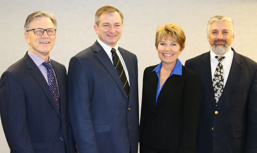 AASV officers (left to right), Dr Nate Winkelman (President), Jeff Harker (President-elect) Dr Mary Battrell (Vice-president) and Dr Scanlon Daniels (Past President)
