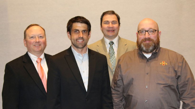 AASV Foundation Chairman Dr Paul Ruen (far left) with Drs Fabio Vannucci, Hans Coetzee, and Locke Karriker (from left), whose research proposals were selected for funding by the Foundation.
