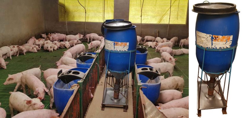 The hand-made feeders the farm uses.