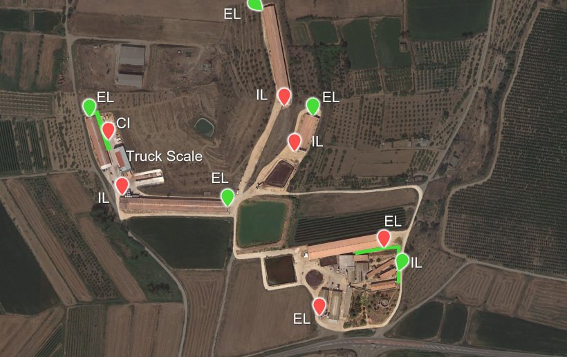 Picture 6. The proposed new load-outs (green pointers) and the two platforms created (also in green). IL: Internal load-out; EL: External load-out.
