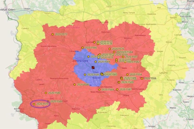 Areas tested positive for ASF in wild boar.&nbsp; Source: Chief Veterinary Inspectorate of Poland

