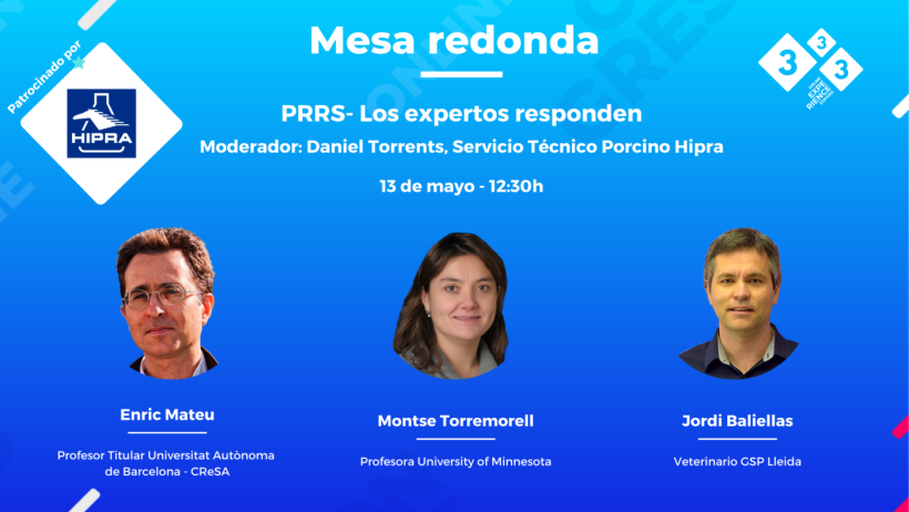 Round Table on PRRS with M. Torremorell, E. Mateu, and J. Baliellas.
