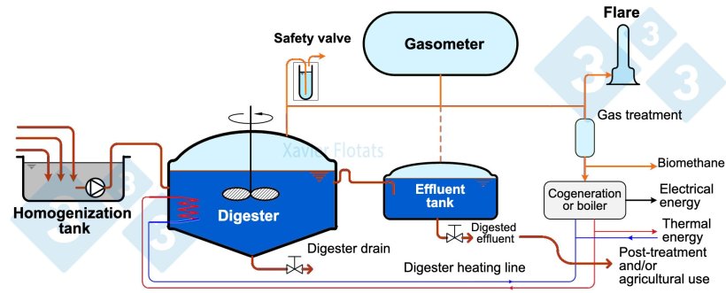 Figure 1. General diagram of an anaerobic digestion plant.
