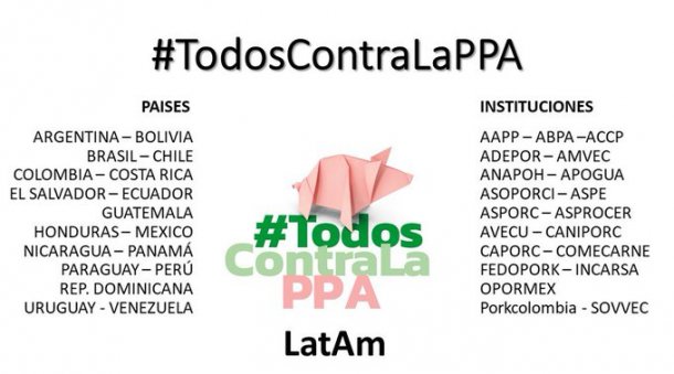 A list of the countries and institutions that make up the LatAm ASF crisis committee. Countries: Argentina, Bolivia, Brazil, Chile, Colombia, Costa Rica, El Salvador, Ecuador, Guatemala, Honduras, Mexico, Nicaragua, Panama, Paraguay, Peru, Dominican Republic, Uruguay, and Venezuela.