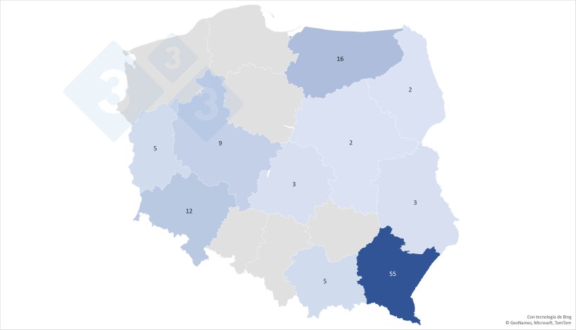 Number of ASF outbreaks in a given voivodeship