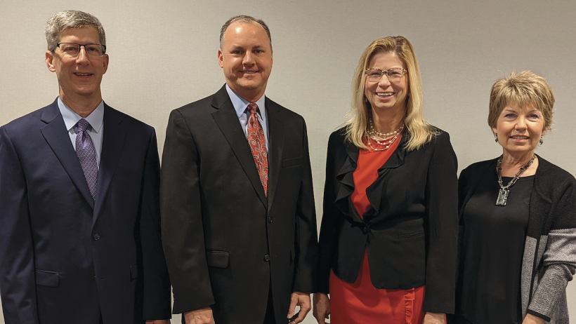 (Left to right) Dr Michael Senn, president; Dr William Hollis, president-elect; Dr Angela Baysinger, vice president; Dr Mary Battrell, past president.