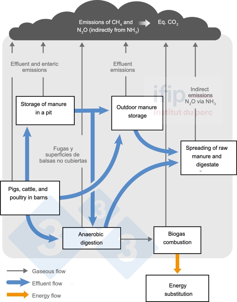 Diagram of the calculation parameters of the calculator (in gray). Source: IFIP.
