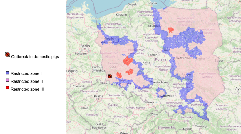 African swine fever outbreaks in Poland in 2023. Source: Chief Veterinary Inspectorate.
