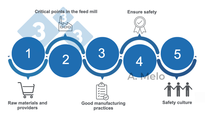 Figure&nbsp;1. Five keys for achieving safe compound feed
