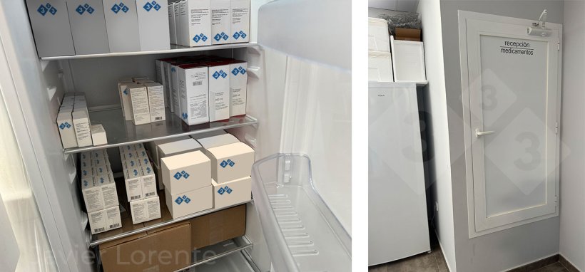 Photo 2. Left: Correct storage of medications. Right: Medication reception facilities ensure that the cold chain is maintained.
