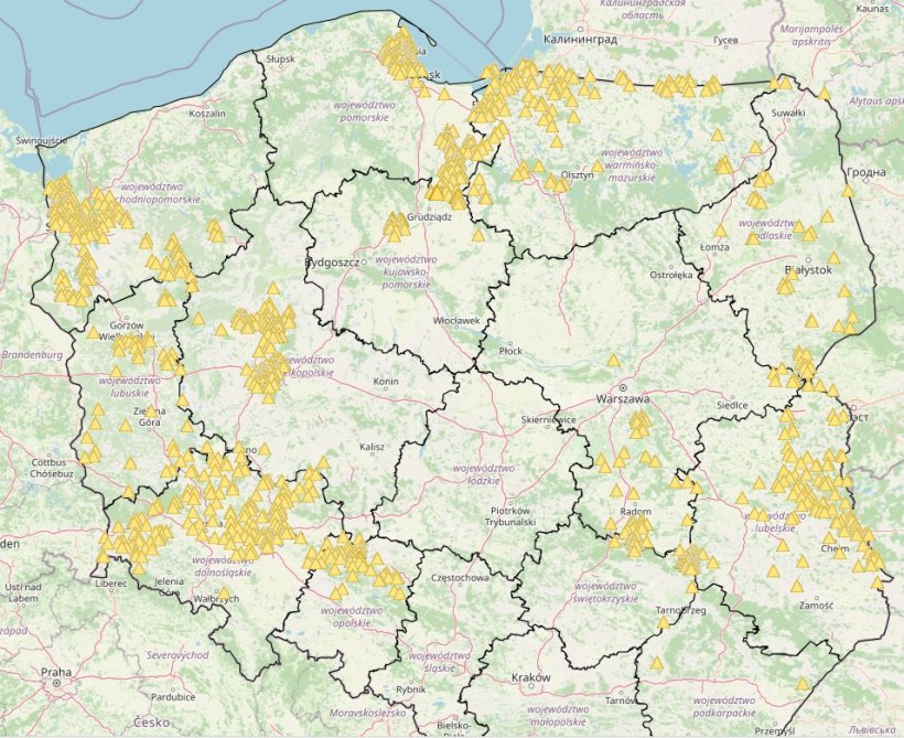 ASF outbreaks in wild boars in 2024. Source: Chief Veterinary Inspectorate.