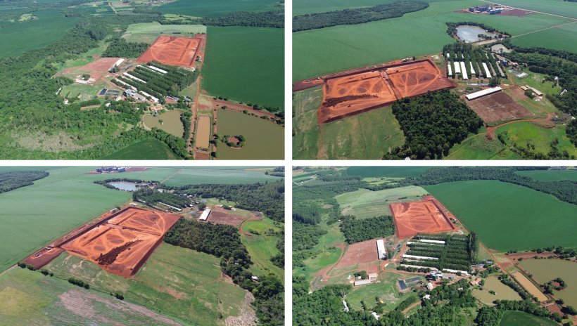 Aerial view of the current project and earthworks for the new farm.