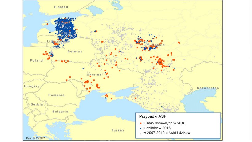 Notifications of ASF in the Eastern Europe region in 2007&ndash;2016