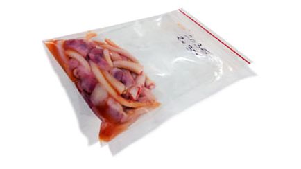Collection of tails and testicles in a Ziplock bag
