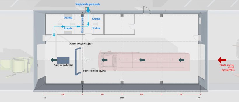 Obszar kontroli ciężar&oacute;wki po umyciu.
