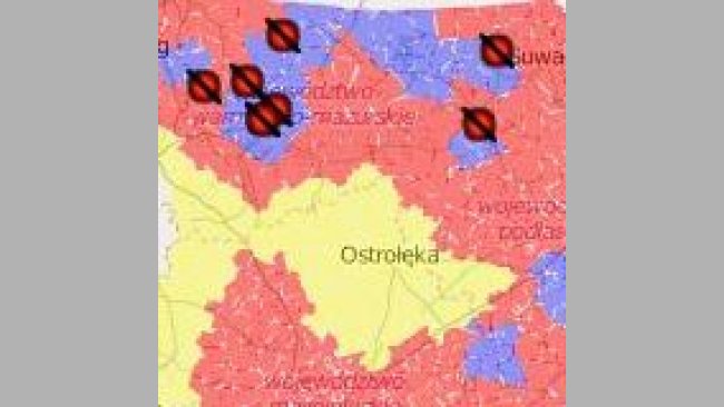 Ogniska ASF w 2020r.