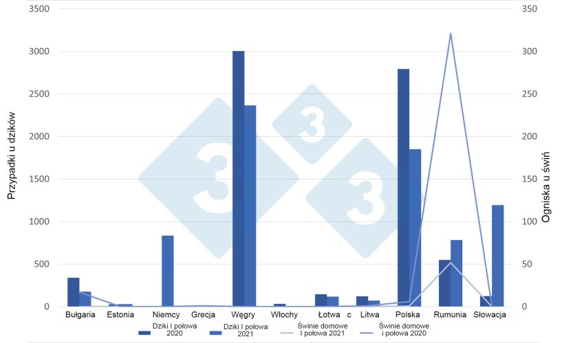 ASF outbreaks in wild boar and domestic pigs in the EU between January and June 2021
