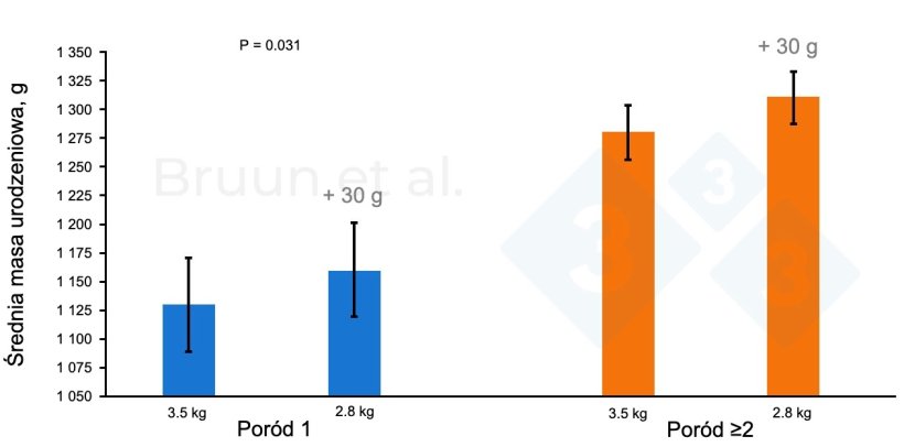 Rysunek 1. Intensywne dokarmianie loch w okresie od 84. do 112. dnia ciąży. Zaadaptowano z: Bruun i in., 2024: Landbrugsinfo. Publikacja nr 1206.
