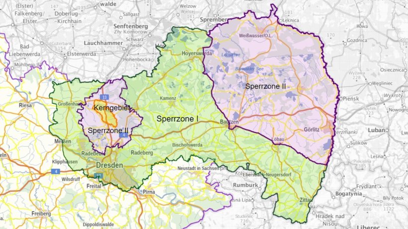 Vollst&auml;ndige kartografische Darstellung des Restriktionsgebietes