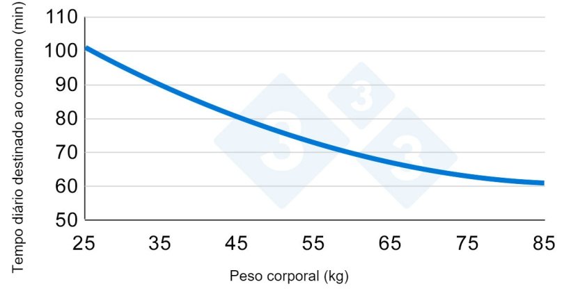 Gráfico 2. Variação do tempo dedicado ao consumo durante o crescimento dos porcos. Adaptado de Hyun et al., 1997.