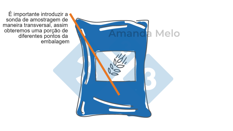 Figura 3. Esquema de amostragem em saco com sonda de amostragem curta.

