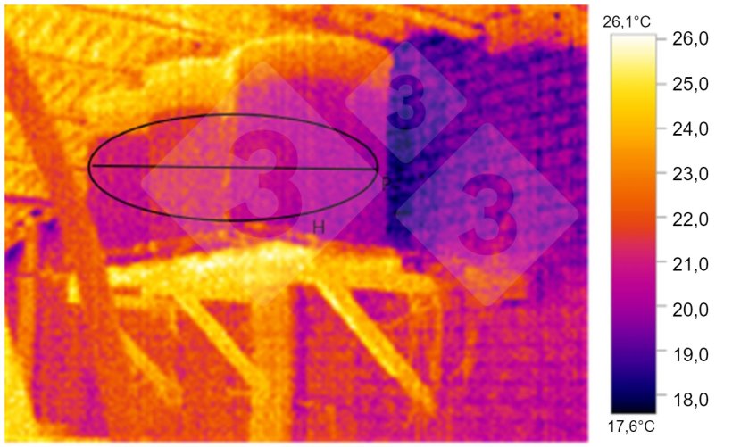 Figura 3. TERMOGRAFÍA: Depósitos de água para engorda água para medição na engorda. Fonte: marco i collell sl com câmara termográfica testo 880-2.