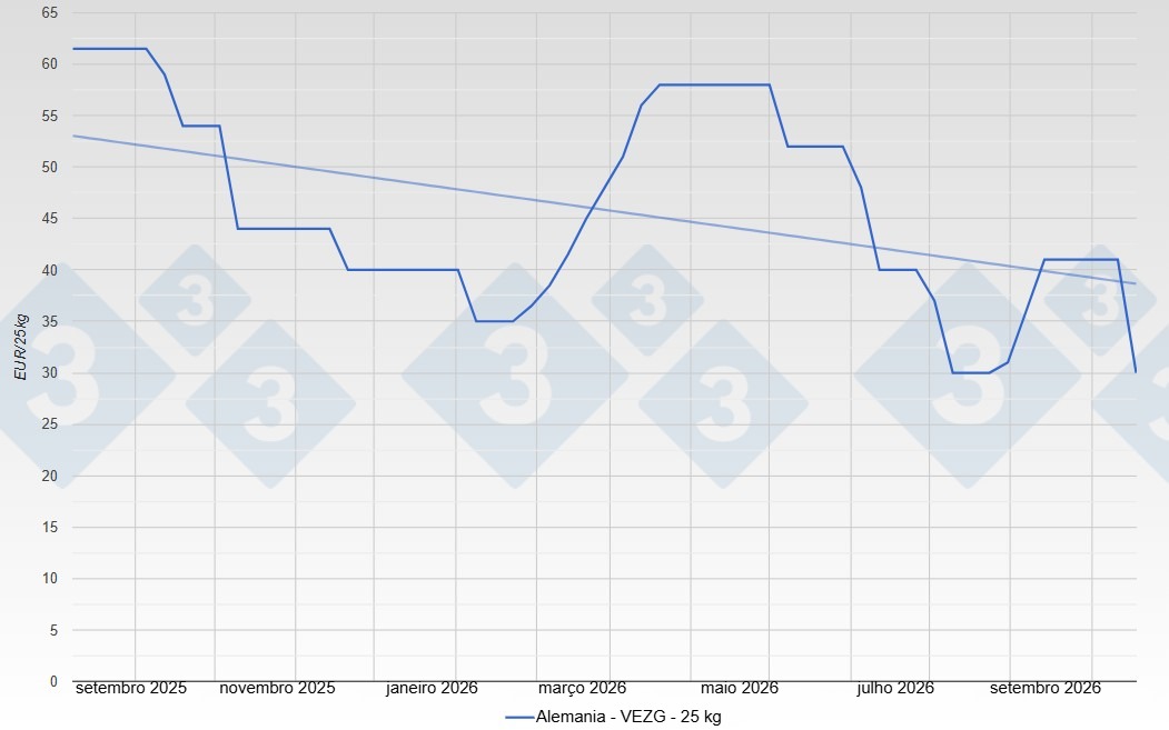 Piglet price in Germany - VEZG - 25 kg