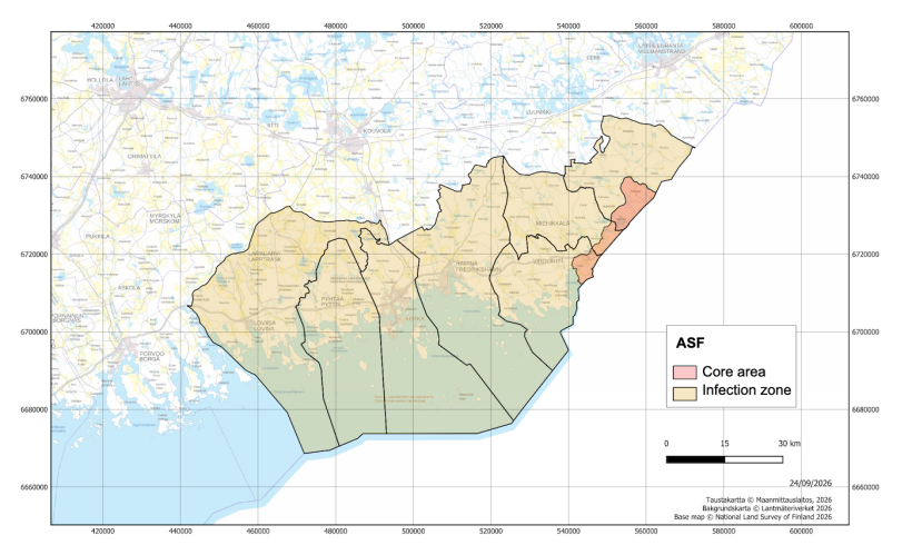 ASF zoning in Finland. Source: Finnish Food Authority.