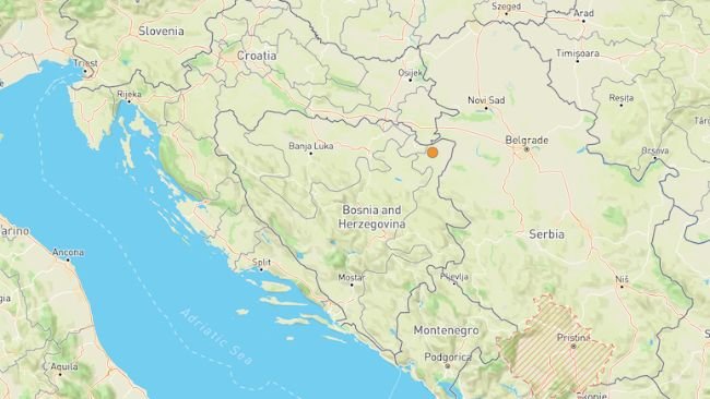 Место вспышки АЧС на северо-востоке Боснии и Герцеговины.