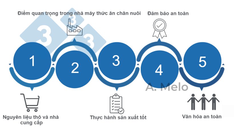 H&igrave;nh 1. Năm ch&igrave;a kh&oacute;a để đạt được sự an to&agrave;n trong sản xuất thức ăn hỗn hợp.
